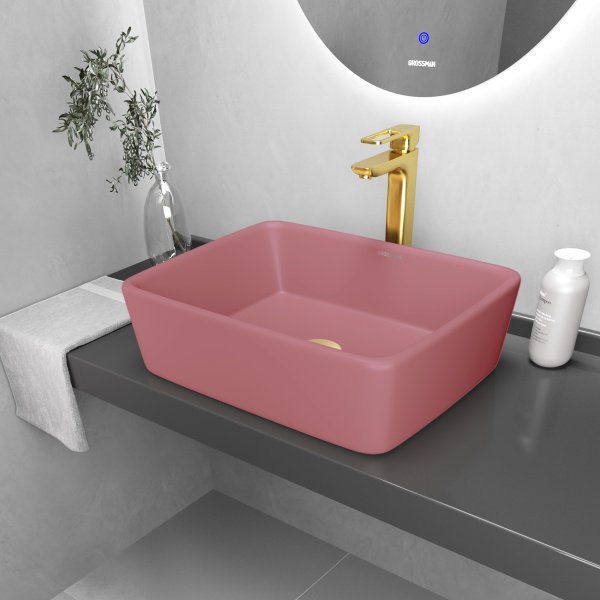 Раковина накладная (48х37) Grossman Color GR-3016PIM, розовый